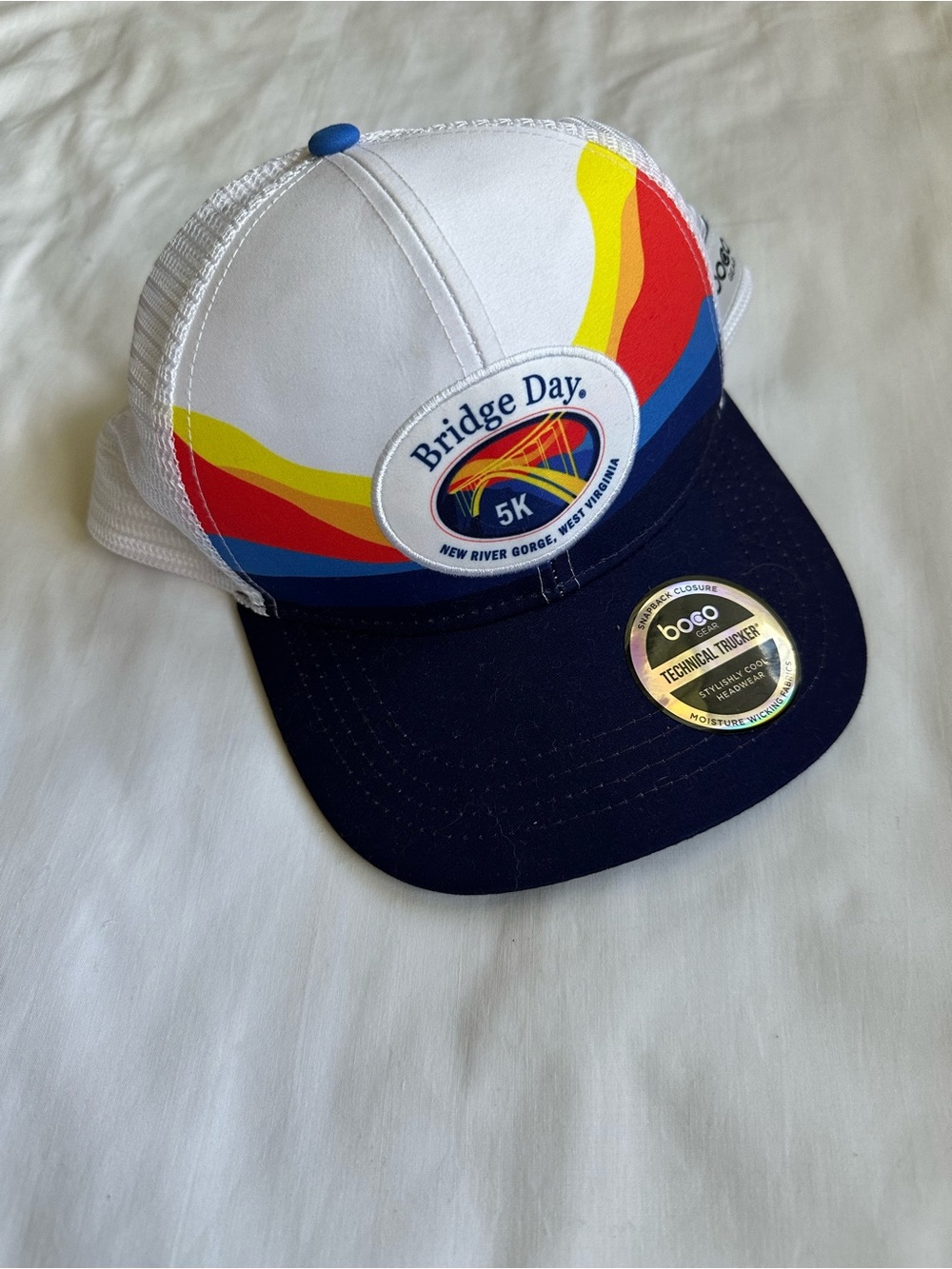Bridge Day 5K Trucker Hat - New River Gorge White & Navy National Park
